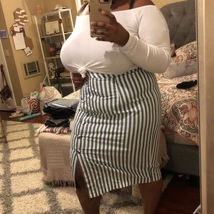 F21 Plus Midi Pin striped skirt